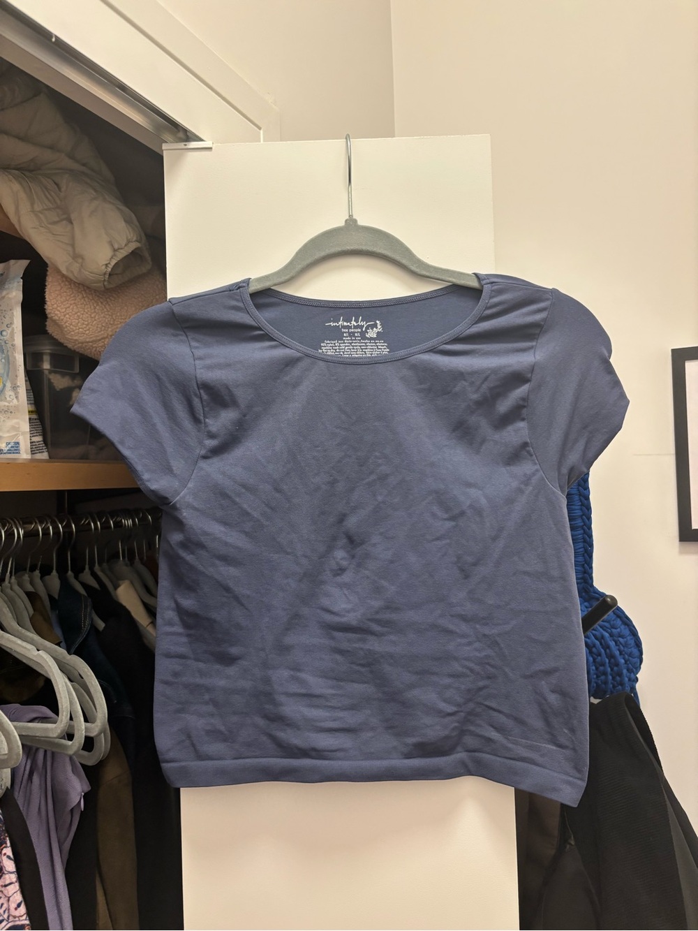 Free People Short Sleeve Crewneck Tee - Slate Blue